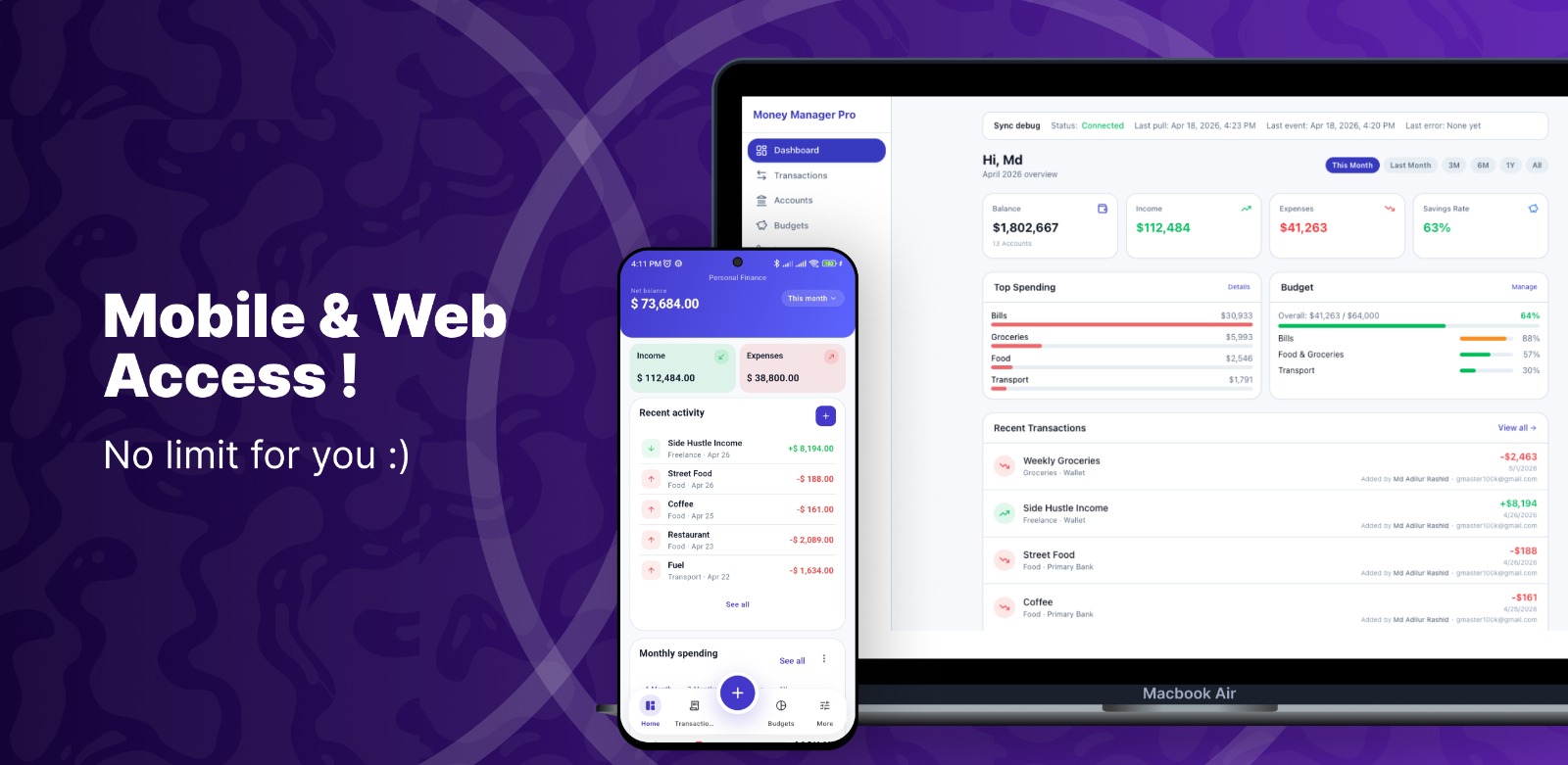 Access Money Manager Pro on the web
