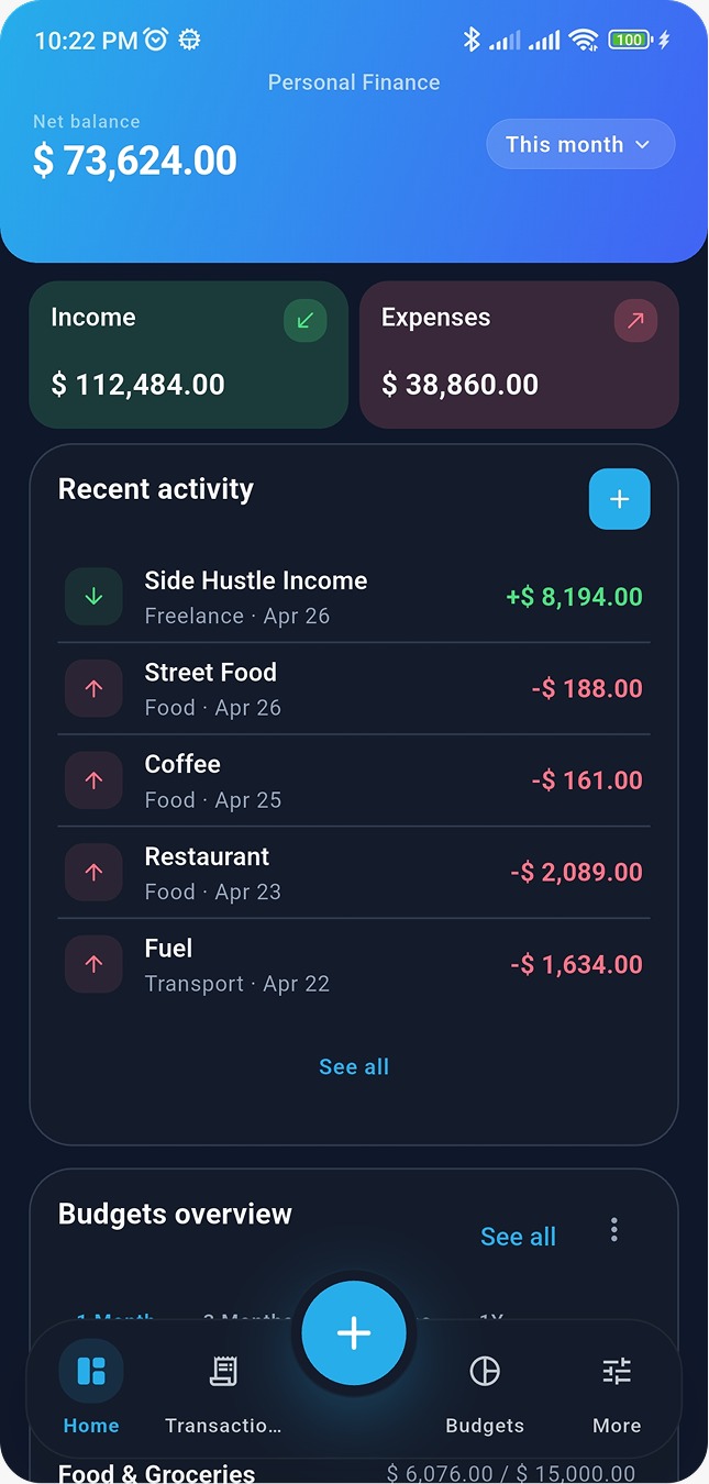 Money Manager Pro dark theme 2