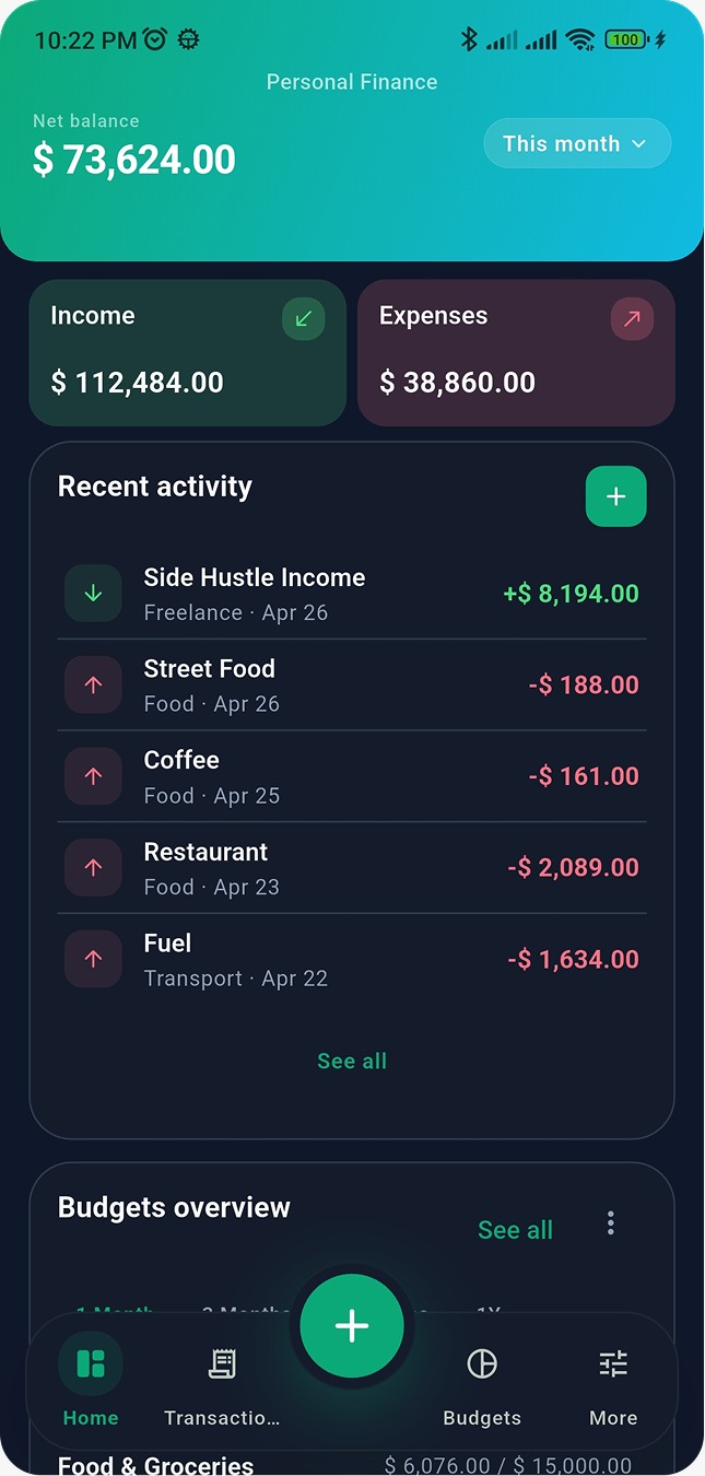 Money Manager Pro dark theme 3