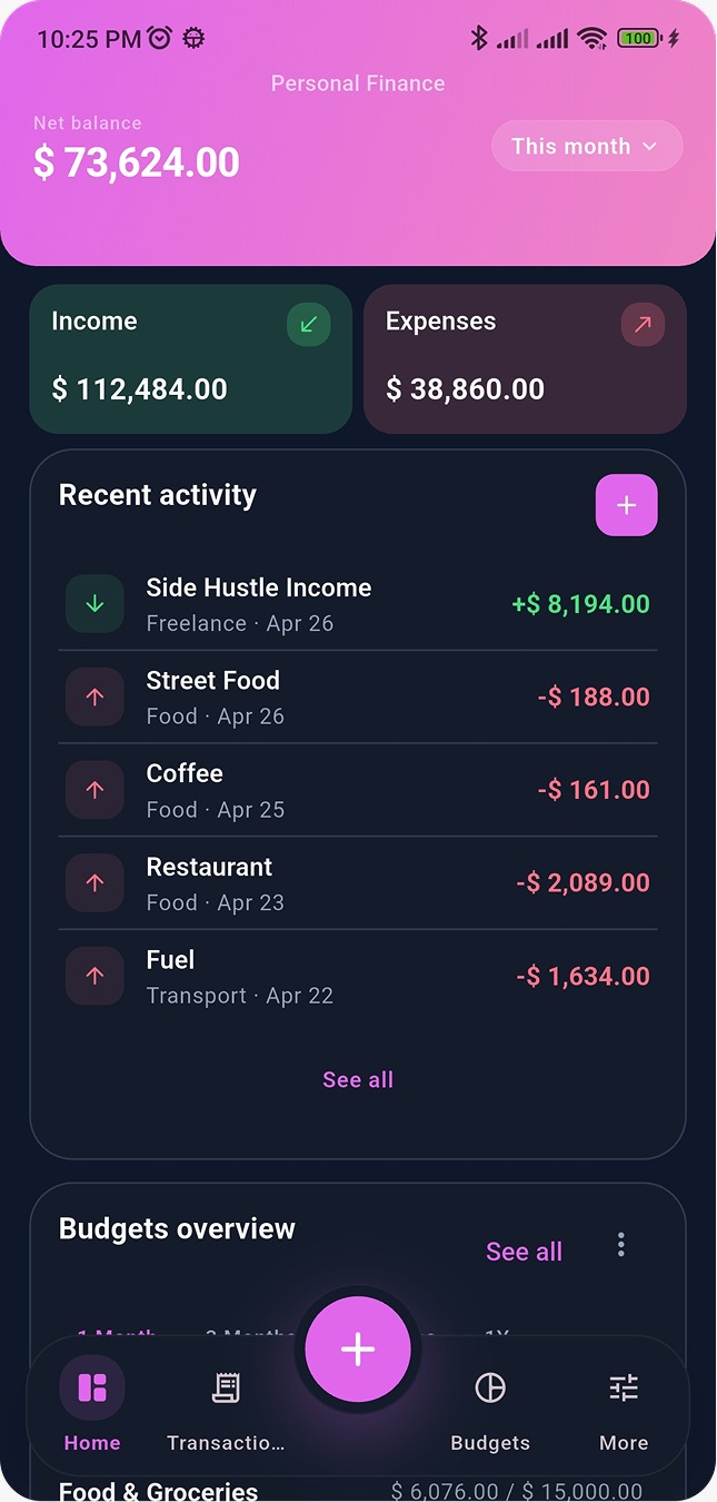 Money Manager Pro dark theme 4