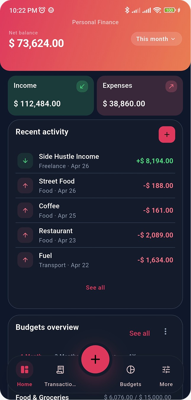 Money Manager Pro dark theme 6