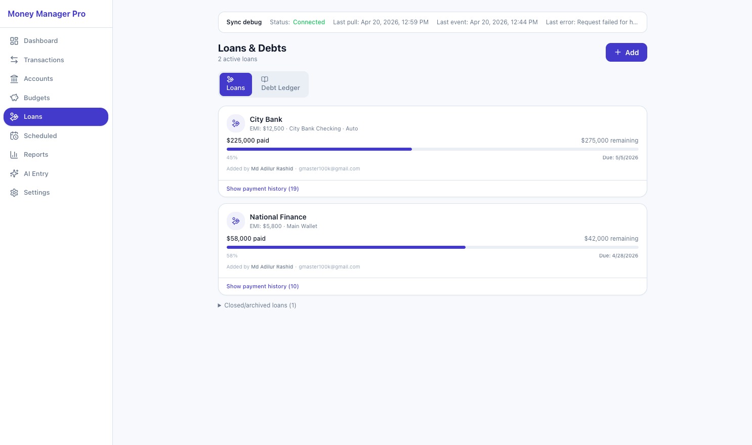 Loans — web light theme