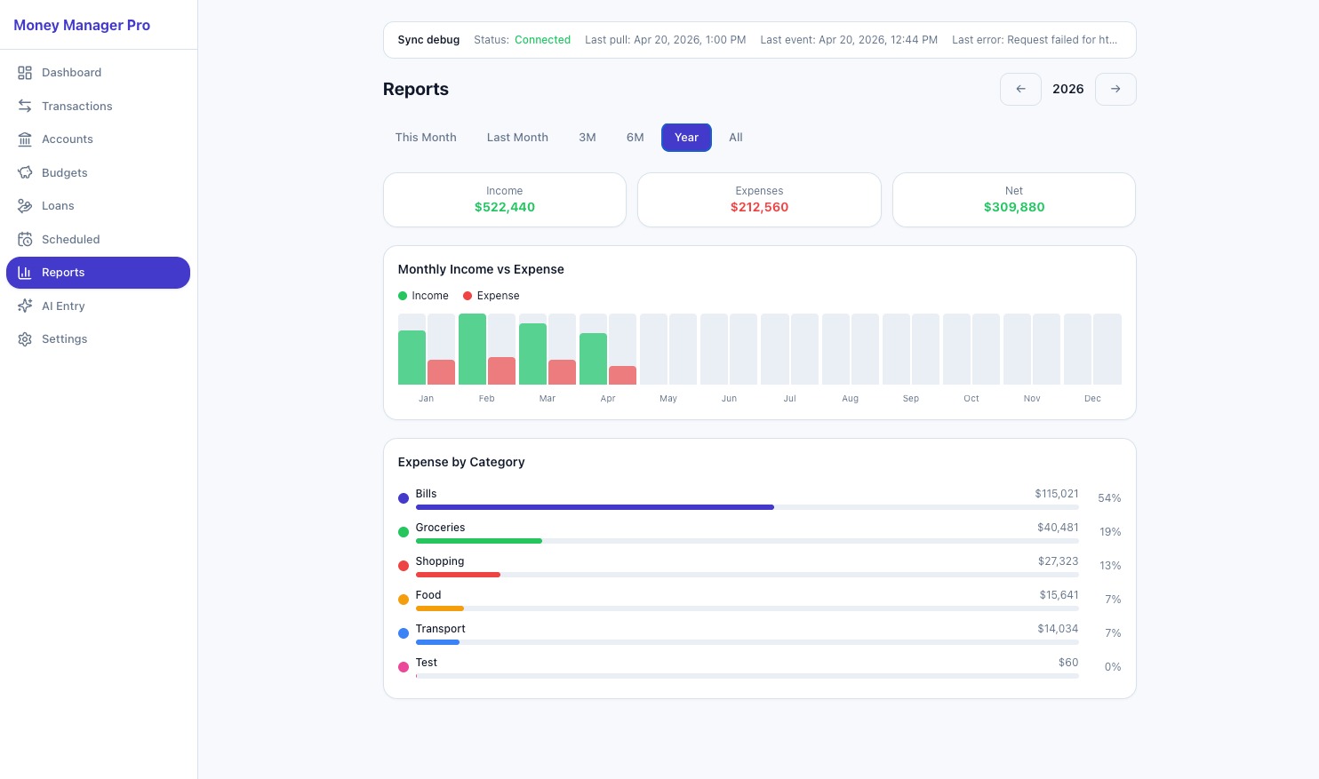 Reports — web light theme