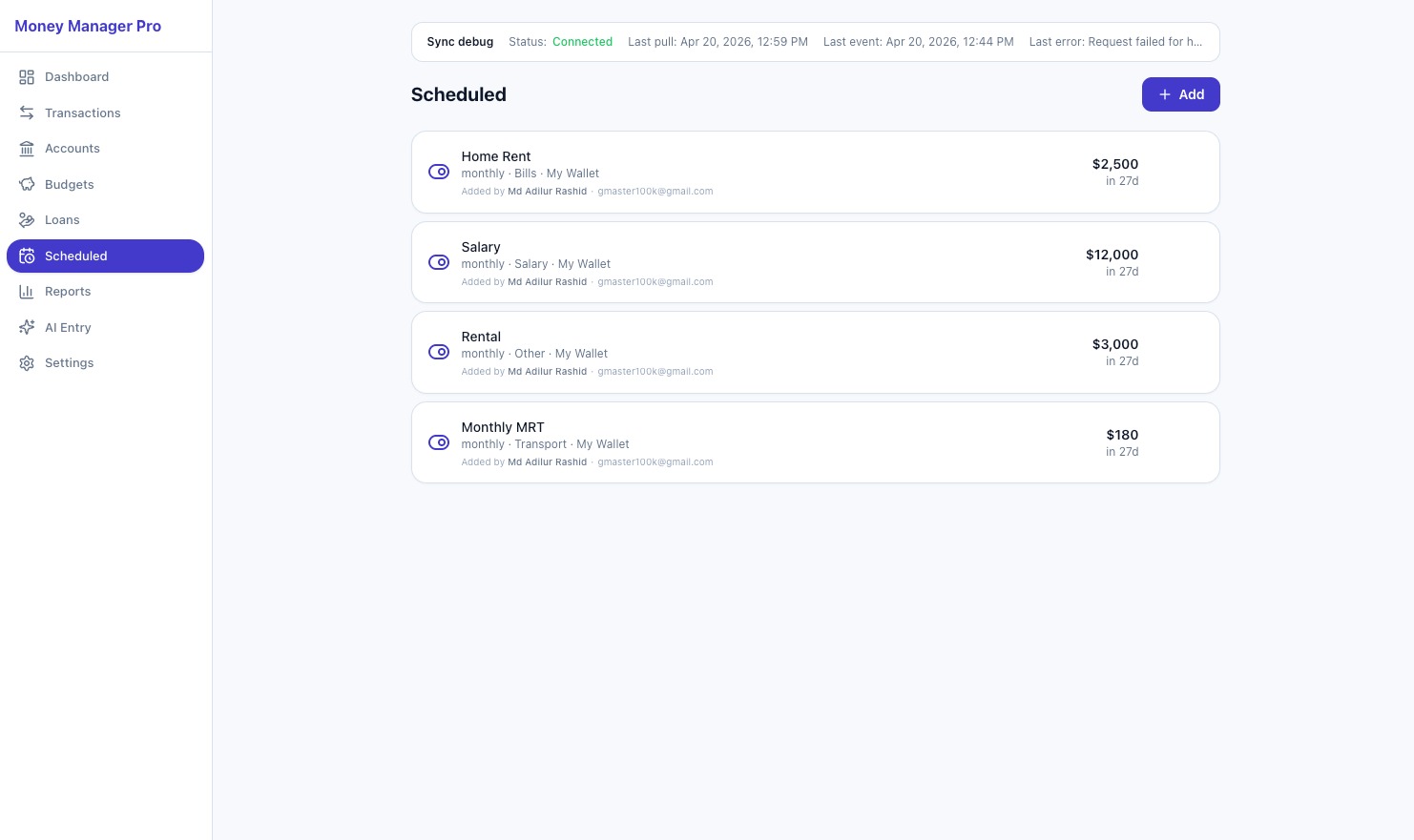 Scheduled — web light theme